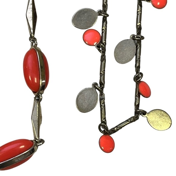 J Crew Coral Gold Necklaces Lot Of 3 - Picture 4 of 6